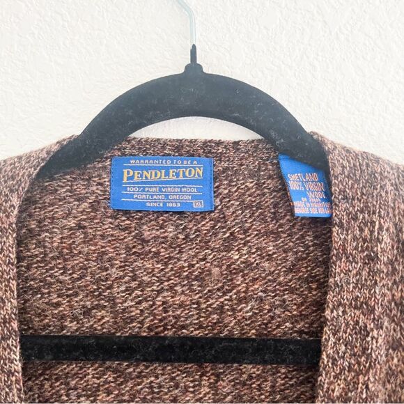 Vintage Pendleton Shetland Virgin Wool Button Down Cardigan in Brown XL - Picture 2 of 4